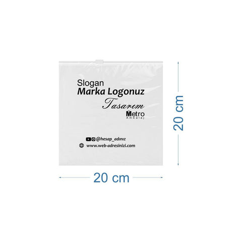 20x20cm Baskılı Fermuarlı Poşet