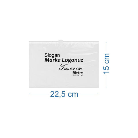 22,5x15cm Baskılı Fermuarlı Poşet