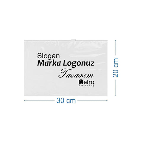 30x20cm Baskılı Fermuarlı Poşet