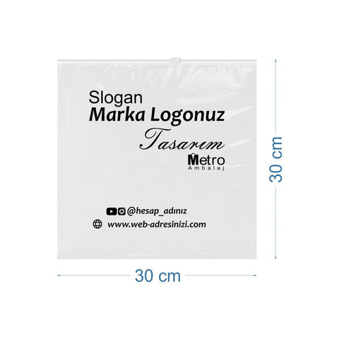 30x30cm Baskılı Fermuarlı Poşet