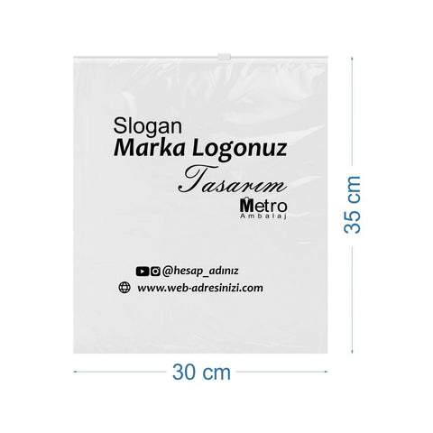 30x35cm Baskılı Fermuarlı Poşet
