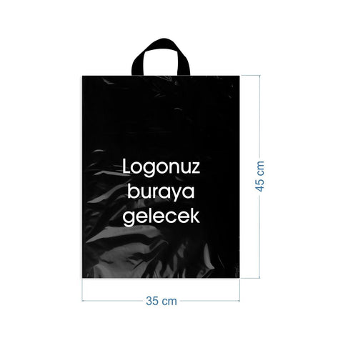 35x45cm Yumuşak Saplı Siyah Baskılı Mağaza Poşeti