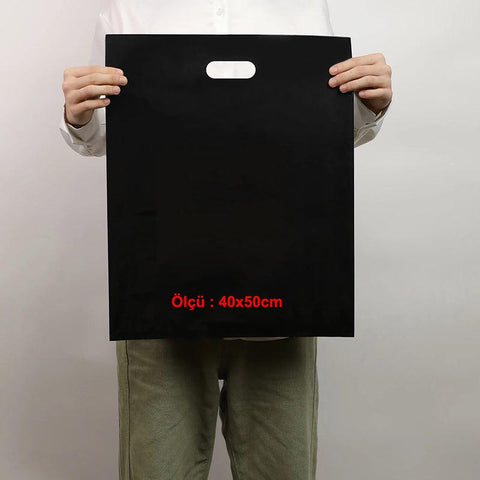 40x50cm Takviyeli Siyah Baskısız Mağaza Poşeti
