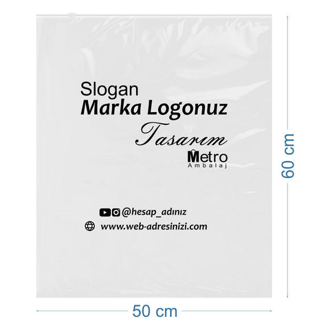 50x60cm Baskılı Fermuarlı Poşet