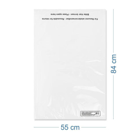 55x75+9cm Battal Boy Beyaz Cepsiz Kargo Poşeti