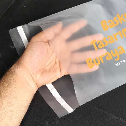 35x45+5cm Baskılı Buzlu Şeffaf Kargo Poşeti