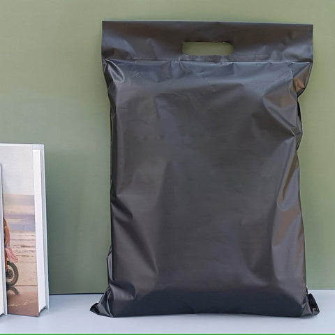 30x40+5+7cm El Geçmeli Lüx Mat Siyah Cepsiz Kargo Poşeti