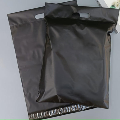 30x40+5+7cm El Geçmeli Lüx Mat Siyah Cepsiz Kargo Poşeti