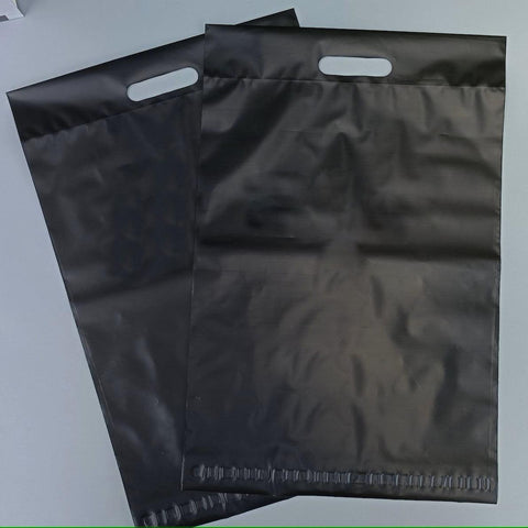 30x40+5+7cm El Geçmeli Lüx Mat Siyah Cepsiz Kargo Poşeti