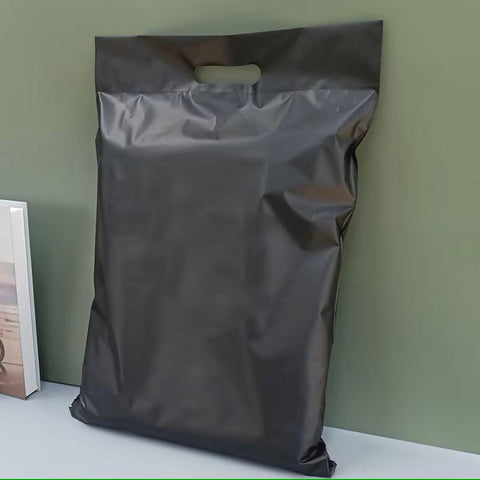 30x40+5+7cm El Geçmeli Lüx Mat Siyah Cepsiz Kargo Poşeti
