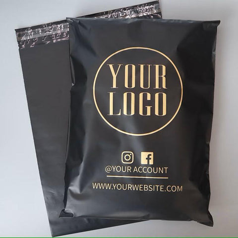 35x45+5cm Mat Siyah Renk Baskılı Kargo Poşeti
