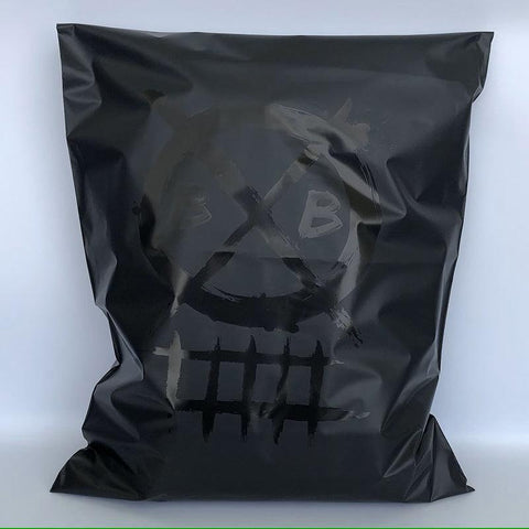 35x45+5cm Mat Siyah Renk Baskılı Kargo Poşeti